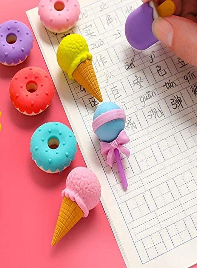 Sellon1 Imported Stuff Cutest Donuts Ice Cream Cone Ice Cream and Lolipop Erasers Set - B’Day Return Gift Party Idea for Kids Birthday (04 Packs/16 PCS./lot) - Image 2